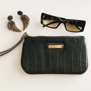 Anne Klein Faux Black Alligator Alley Wristlet Blk